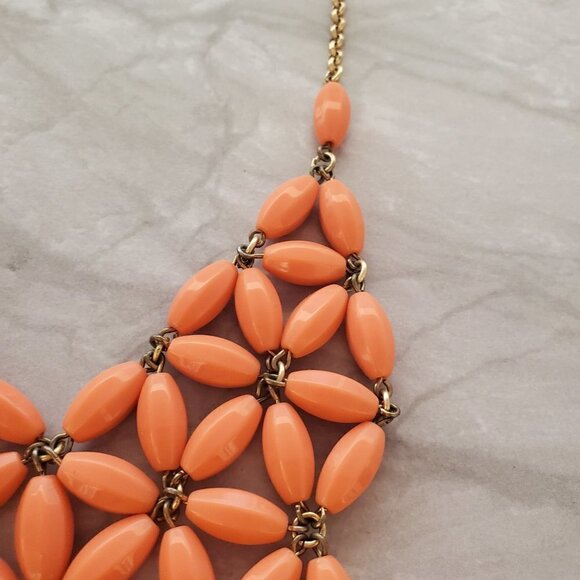 🧡 J.Crew Orange Geometric Beaded Statement Necklace 🧡 - Picture 5 of 15